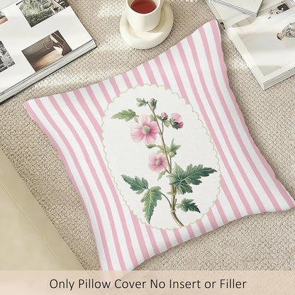 Coquette Pink Floral Throw Pillow Covers, Preppy Flower Pillow Case Cover for Sofa, Pink Wildflower Square Pillowcase, Grandmillennial Floral Cushion Cover Case for Girls Room, 18x18 Inch