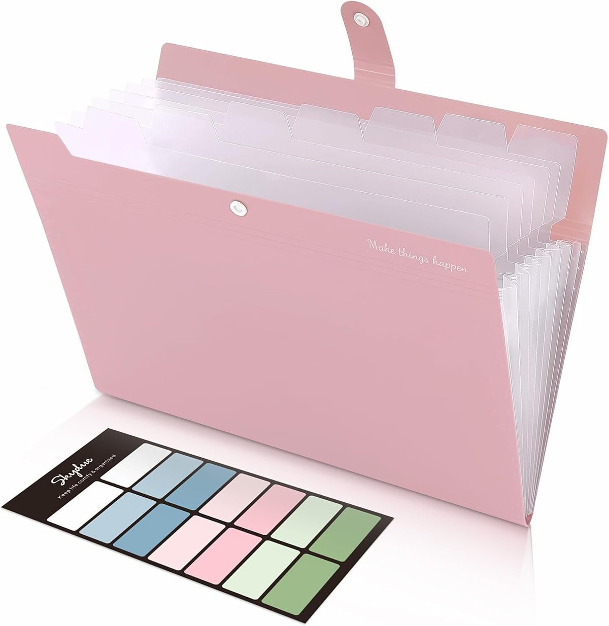 8 Pockets Expanding File Folders, Accordion Folders, Portable Paper Bill Receipt Organizer, Letter Size, Home College School Office Supplies, Pink