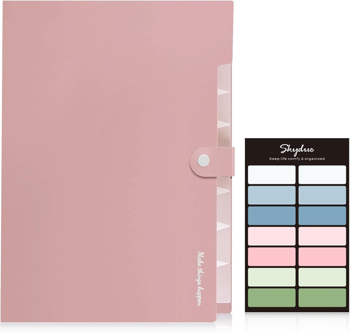 8 Pockets Expanding File Folders, Accordion Folders, Portable Paper Bill Receipt Organizer, Letter Size, Home College School Office Supplies, Pink