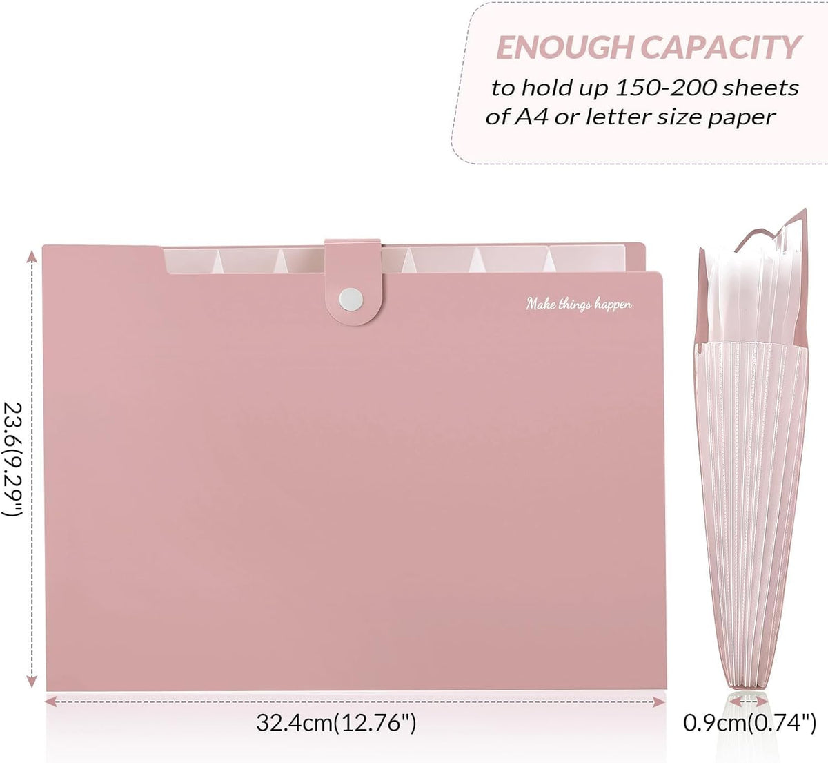 8 Pockets Expanding File Folders, Accordion Folders, Portable Paper Bill Receipt Organizer, Letter Size, Home College School Office Supplies, Pink
