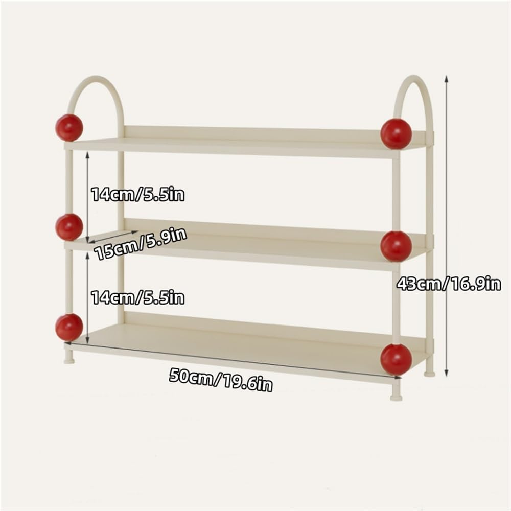 Coffee Mug Holder, Bathroom Countertop Organizer, 3-Tier Display Shelf, Metal Storage Shelf With Handles, Desktop Storage Rack For Living Room, Bathroom, Kitchen, Bedroom (Pink)
