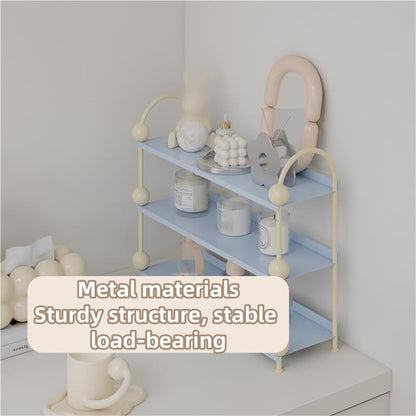 Coffee Mug Holder, Bathroom Countertop Organizer, 3-Tier Display Shelf, Metal Storage Shelf With Handles, Desktop Storage Rack For Living Room, Bathroom, Kitchen, Bedroom (Pink)