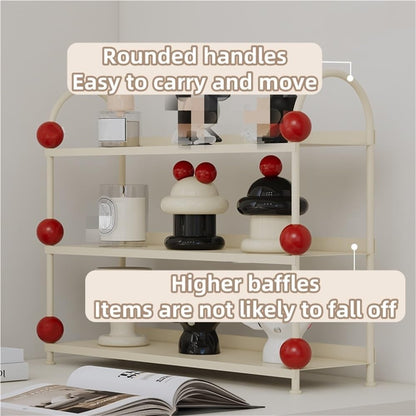 Coffee Mug Holder, Bathroom Countertop Organizer, 3-Tier Display Shelf, Metal Storage Shelf With Handles, Desktop Storage Rack For Living Room, Bathroom, Kitchen, Bedroom (Pink)