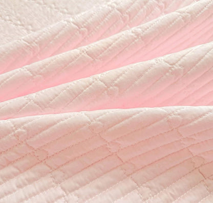 100% Cotton Ruffle Pillow Case, Pack of 2 Lace Ruffled Pillow Covers, Soft Quilted Pillowcase Decorative Pillow Shams for Bed (Pink)