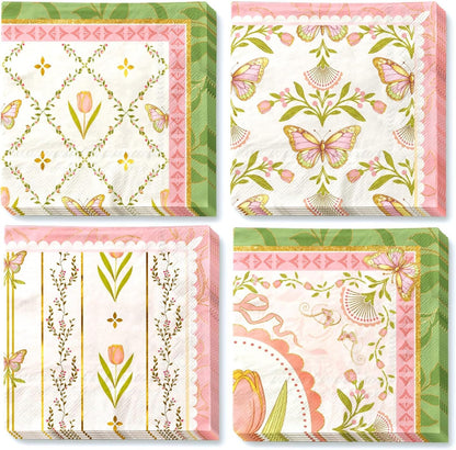 Vintage Floral Paper Napkins 10x10 Inch (Unfolded) 24 Count