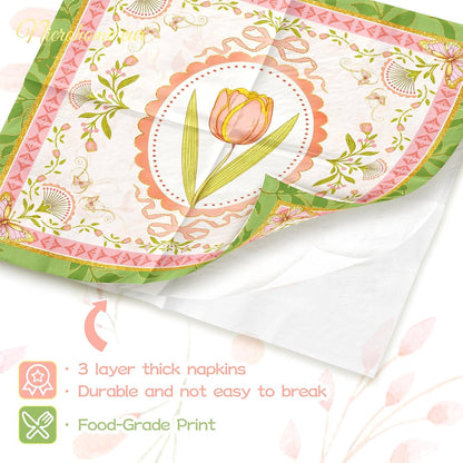 Vintage Floral Paper Napkins 10x10 Inch (Unfolded) 24 Count