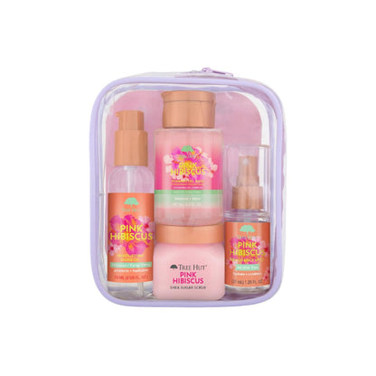 Pink Hibiscus Everything Shower Gift Set, 4 Piece Kit, Travel Size