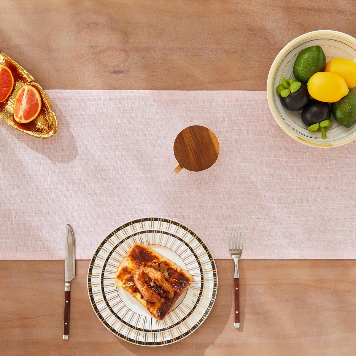 ZeeMart Rustic Cotton Linen Table Runner, 13x72 Inches Pink