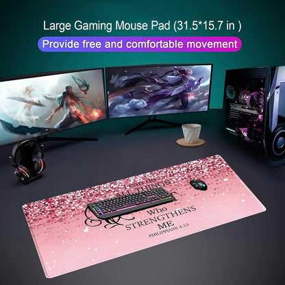 Large Desk Mat Extended Mouse Pad, Pink Cute Mousepad Desk Pad,Waterproof Durable Non-Slip Rubber Base Gaming Mousepad Desk Mat for Office/Home/Desktop,Pink Mouse Pad for Women