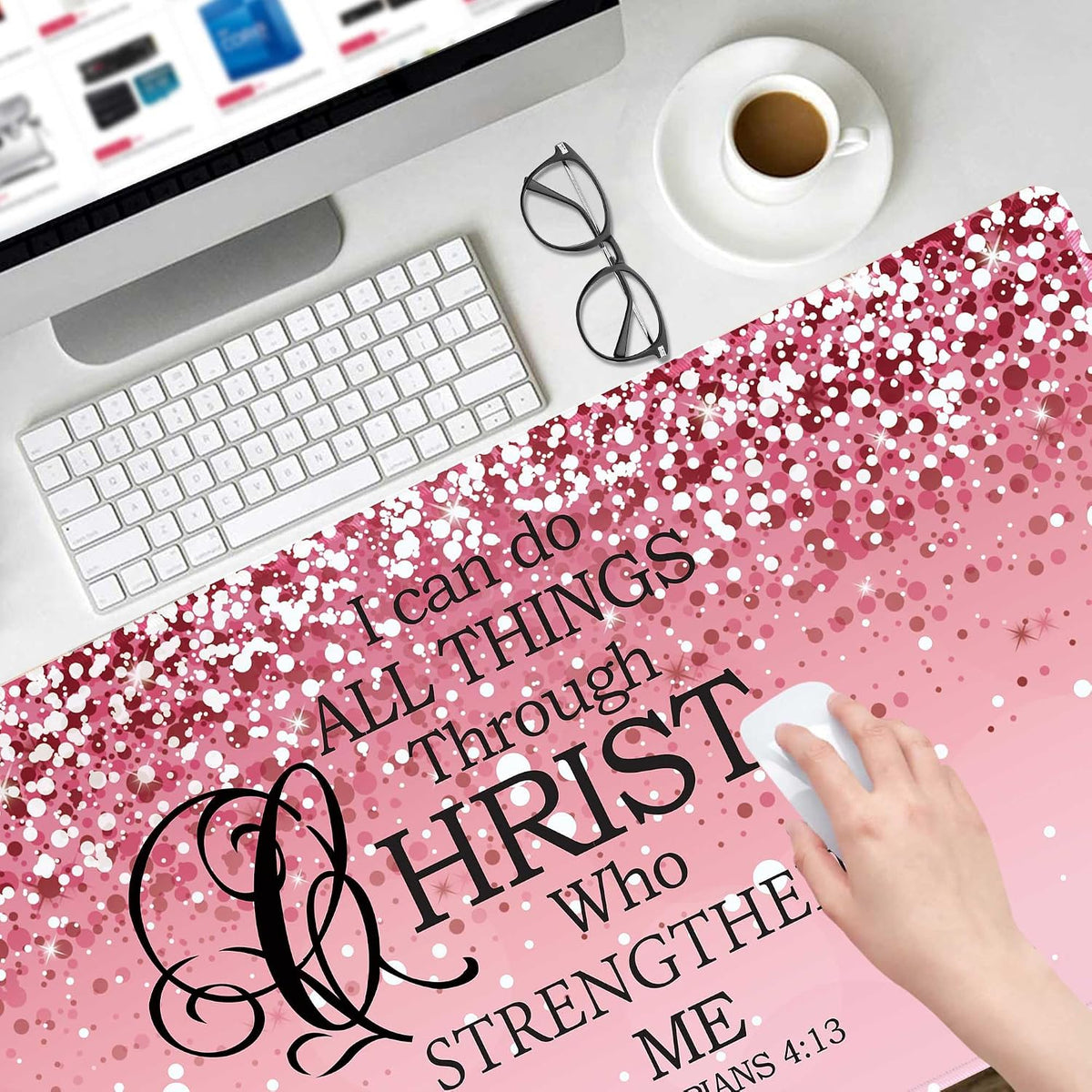 Large Desk Mat Extended Mouse Pad, Pink Cute Mousepad Desk Pad,Waterproof Durable Non-Slip Rubber Base Gaming Mousepad Desk Mat for Office/Home/Desktop,Pink Mouse Pad for Women