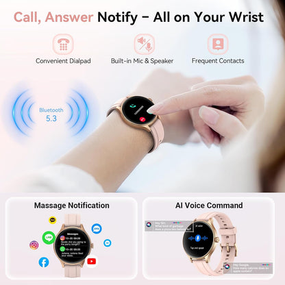 Smart Watch for Women Android & iPhone (2 Bands Sakura Pink)