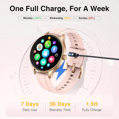 Smart Watch for Women Android & iPhone (2 Bands Sakura Pink)
