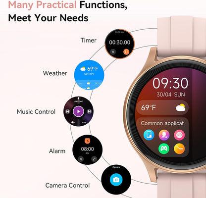 Smart Watch for Women Android & iPhone (2 Bands Sakura Pink)