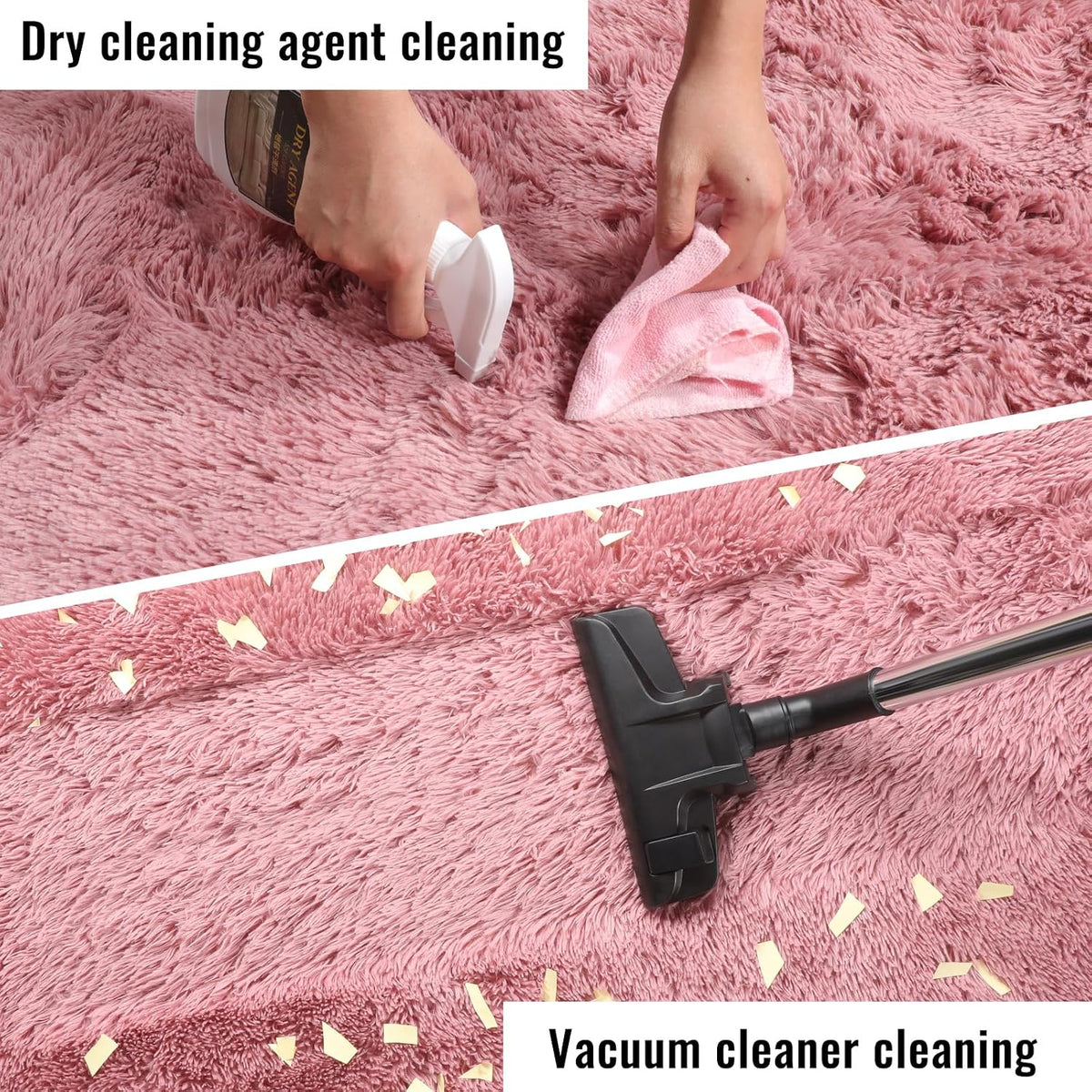 Blush Pink Fluffy Shag Area Rugs for Bedroom Girls 5x7, Soft Shaggy Carpets