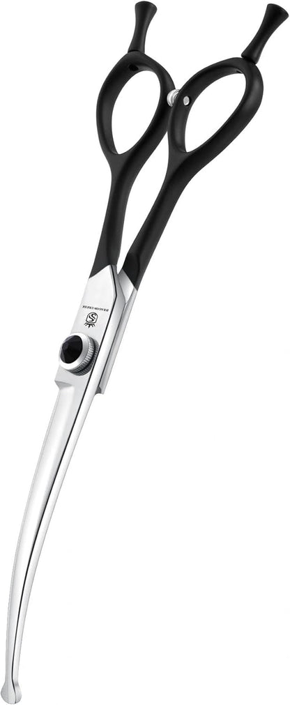 Dragon Creek 6.5" Downward Curved Dog Grooming Scissors Shears for Grooming Face and Paws Safety Round Tips Shears Trimming Cutting Scissors for Dog Cat Pet Black