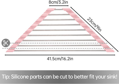 Triangle Foldable Dish Drying Rack, Small Roll-Up Stainless Steel Over Sink Drainer for Kitchen Sink Corner, Rustproof Multipurpose Organizer(Pink)