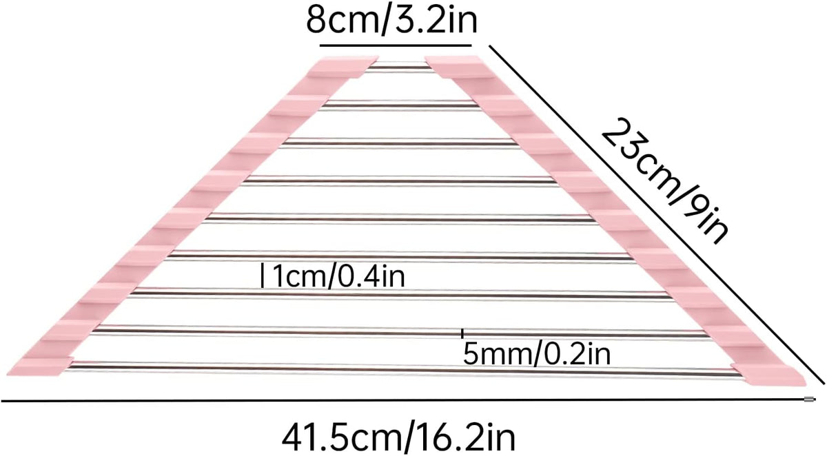 Triangle Foldable Dish Drying Rack, Small Roll-Up Stainless Steel Over Sink Drainer for Kitchen Sink Corner, Rustproof Multipurpose Organizer(Pink)