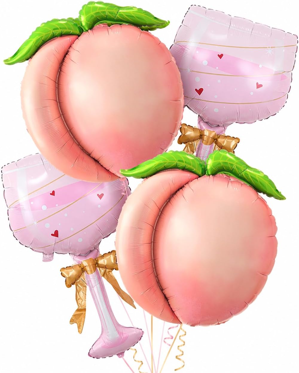 Peach Balloons for Bachelorette Party, 4 Pcs Peach & Wine Balloons