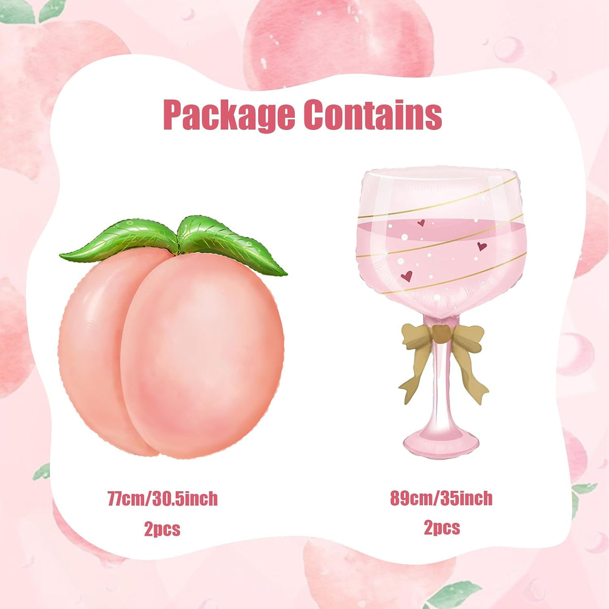 Peach Balloons for Bachelorette Party, 4 Pcs Peach & Wine Balloons