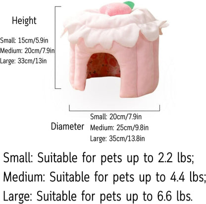 Cozy Warm Guinea Pig Hideout Soft Small Pet Cave House Cake Shape (Pink,M)