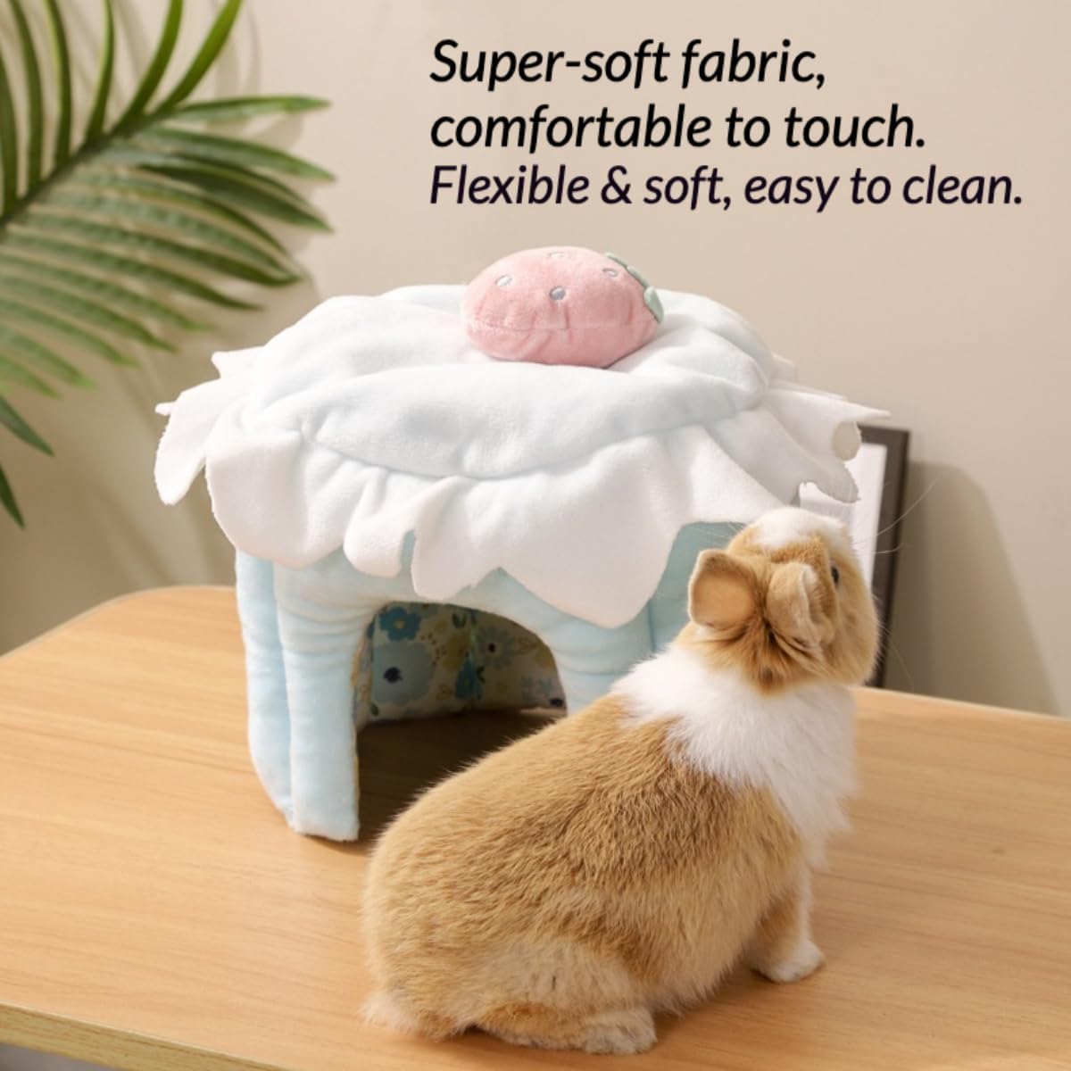 Cozy Warm Guinea Pig Hideout Soft Small Pet Cave House Cake Shape (Pink,M)