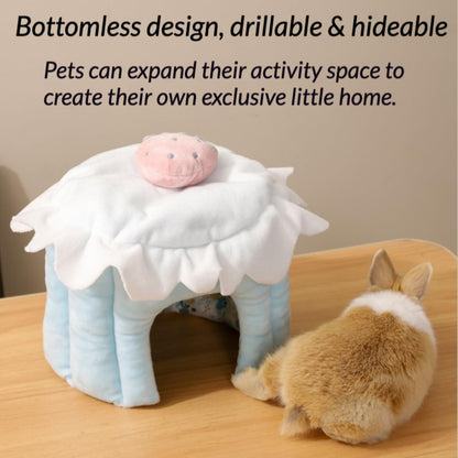 Cozy Warm Guinea Pig Hideout Soft Small Pet Cave House Cake Shape (Pink,M)