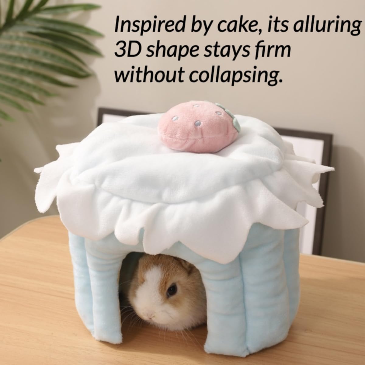 Cozy Warm Guinea Pig Hideout Soft Small Pet Cave House Cake Shape (Pink,M)