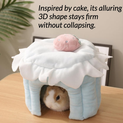 Cozy Warm Guinea Pig Hideout Soft Small Pet Cave House Cake Shape (Pink,M)