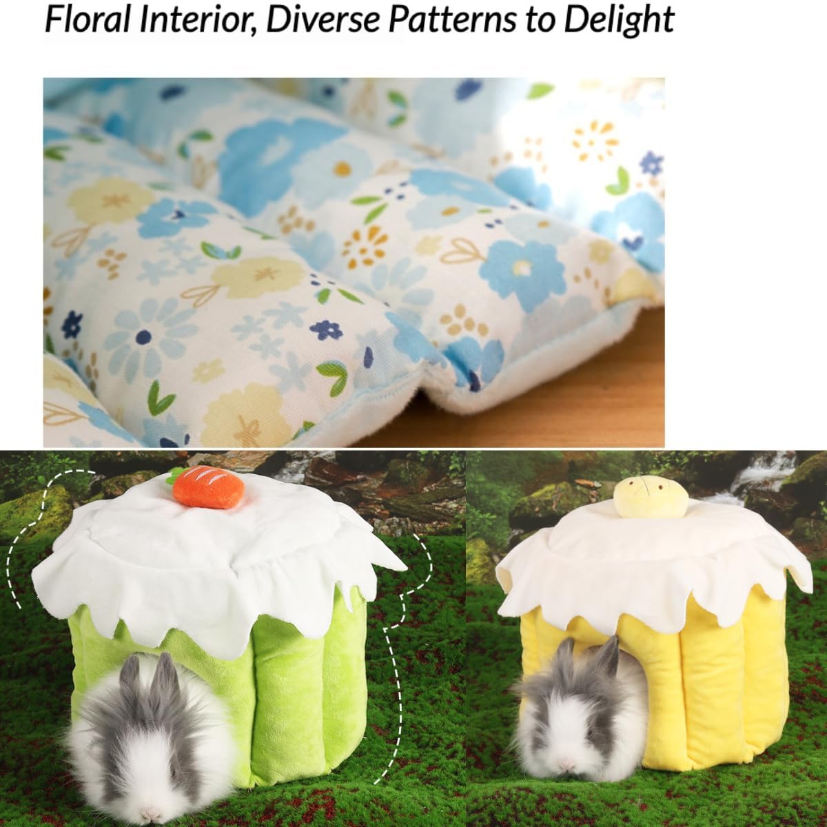 Cozy Warm Guinea Pig Hideout Soft Small Pet Cave House Cake Shape (Pink,M)