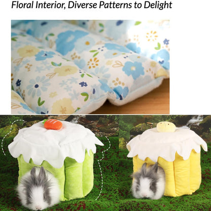 Cozy Warm Guinea Pig Hideout Soft Small Pet Cave House Cake Shape (Pink,M)