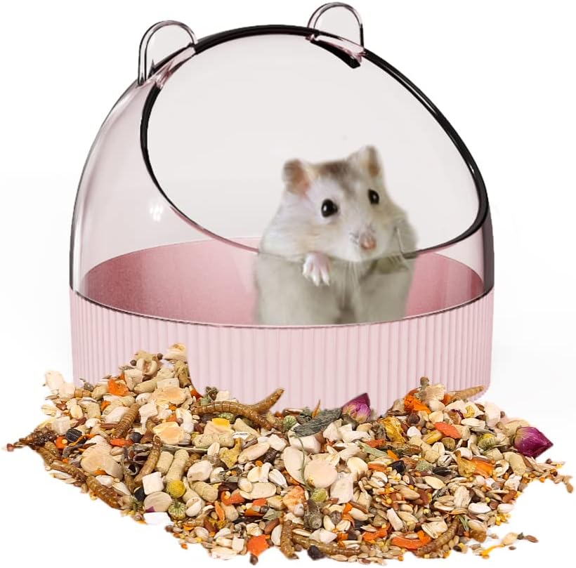 Cute Hamster Food Bowl Hedgehog Dish for Dwarf Hamsters, Syrian Hamsters, Gerbils, Mice, Rats, Small Animals, Pink