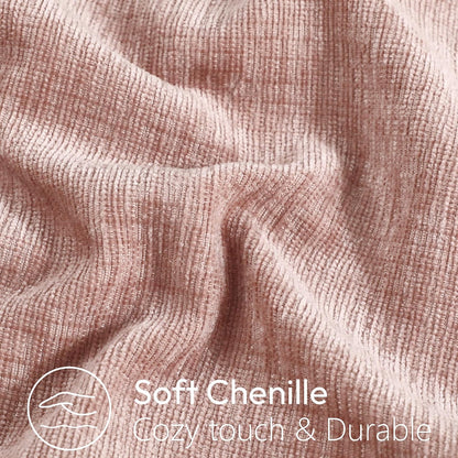 Soft Decorative Chenille Pillow Covers 18x18 Inch Natural Pink Boho Farmhouse Neutral Couch Throw Pillows for Bed Sofa Livingroom Pack of 2 Accent Modern Pillowcase Home Decor