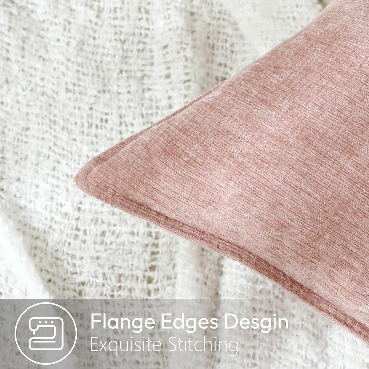 Soft Decorative Chenille Pillow Covers 18x18 Inch Natural Pink Boho Farmhouse Neutral Couch Throw Pillows for Bed Sofa Livingroom Pack of 2 Accent Modern Pillowcase Home Decor