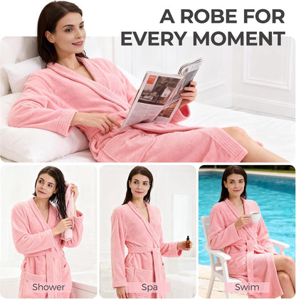Towel Robe for Women – Soft Absorbent Kimono Bathrobe, Quick-Dry Spa Shower & Hotel Use