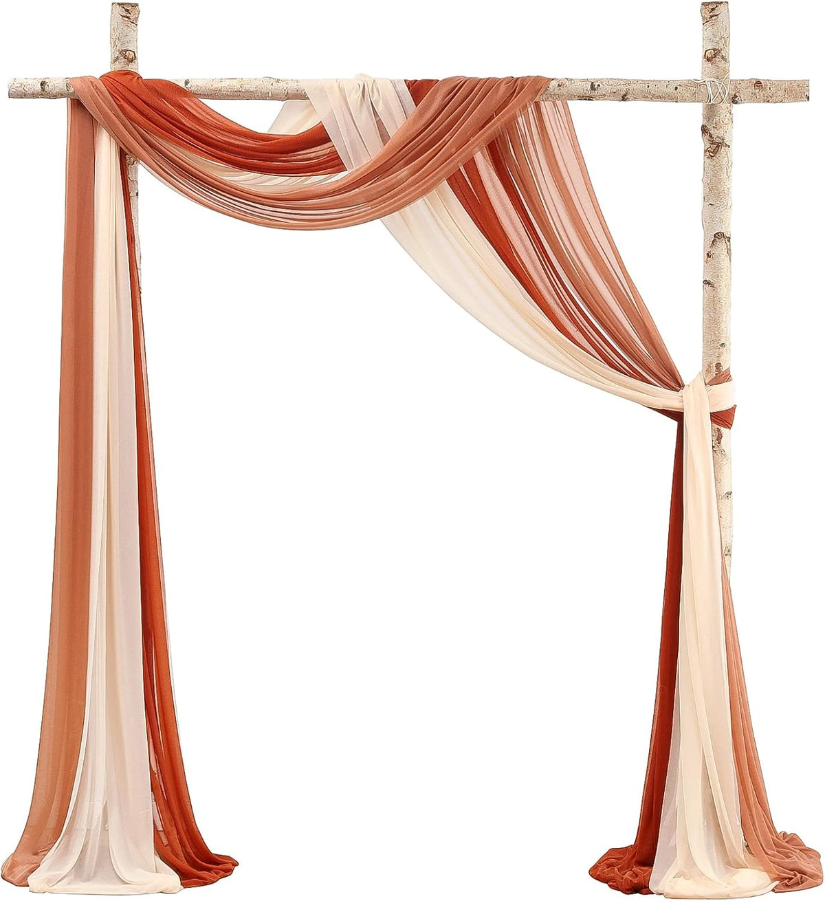 Wedding Arch Draping Fabric 3 Panels 20Ft Chiffon Fabric Drapes Arbor Drapery Wedding Ceremony Reception Swag Decorations (Terracotta +Coral Peach +Peach)