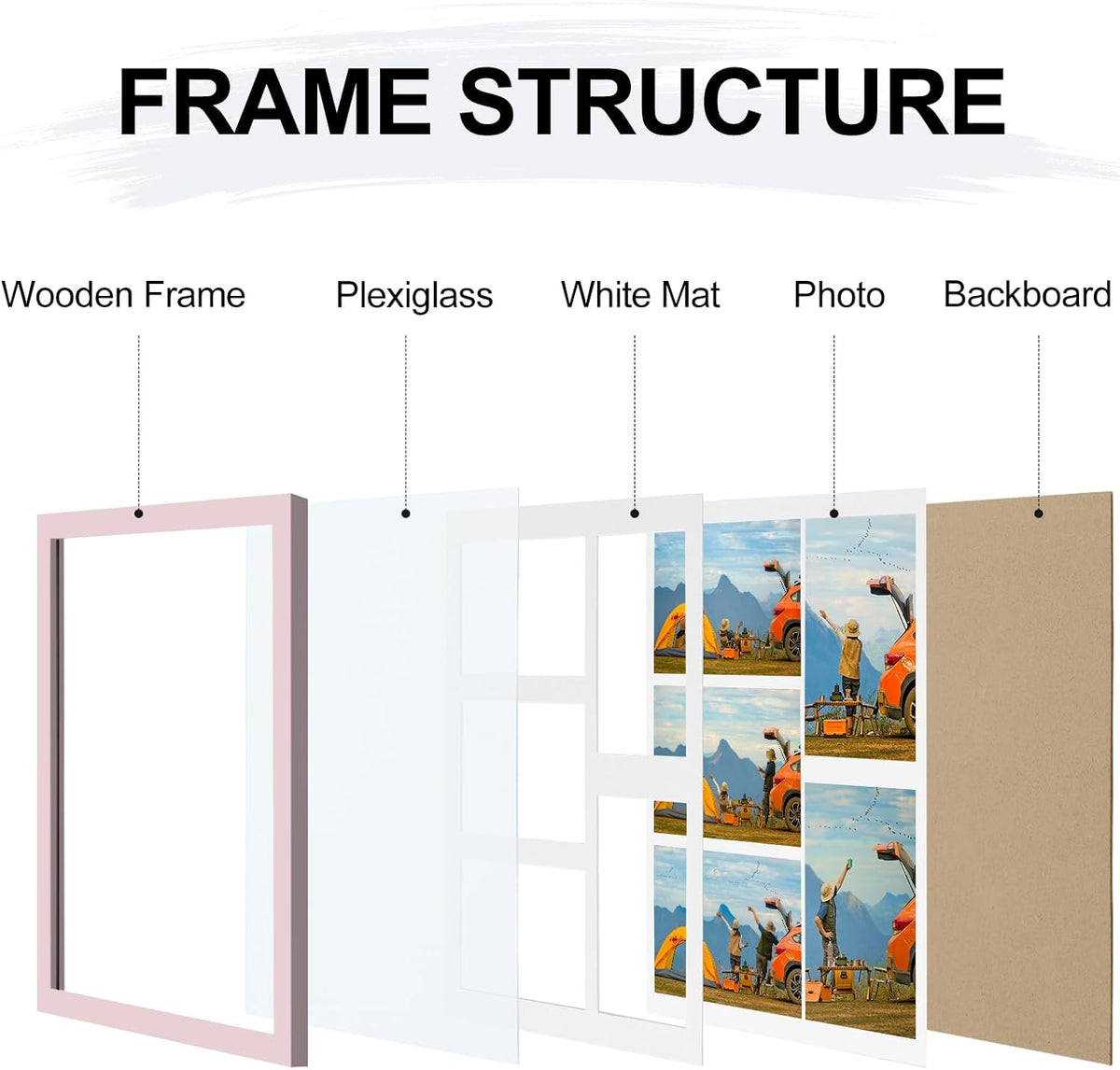 11x14 Collage Picture Frame for Wall Mounting, Pale Pink