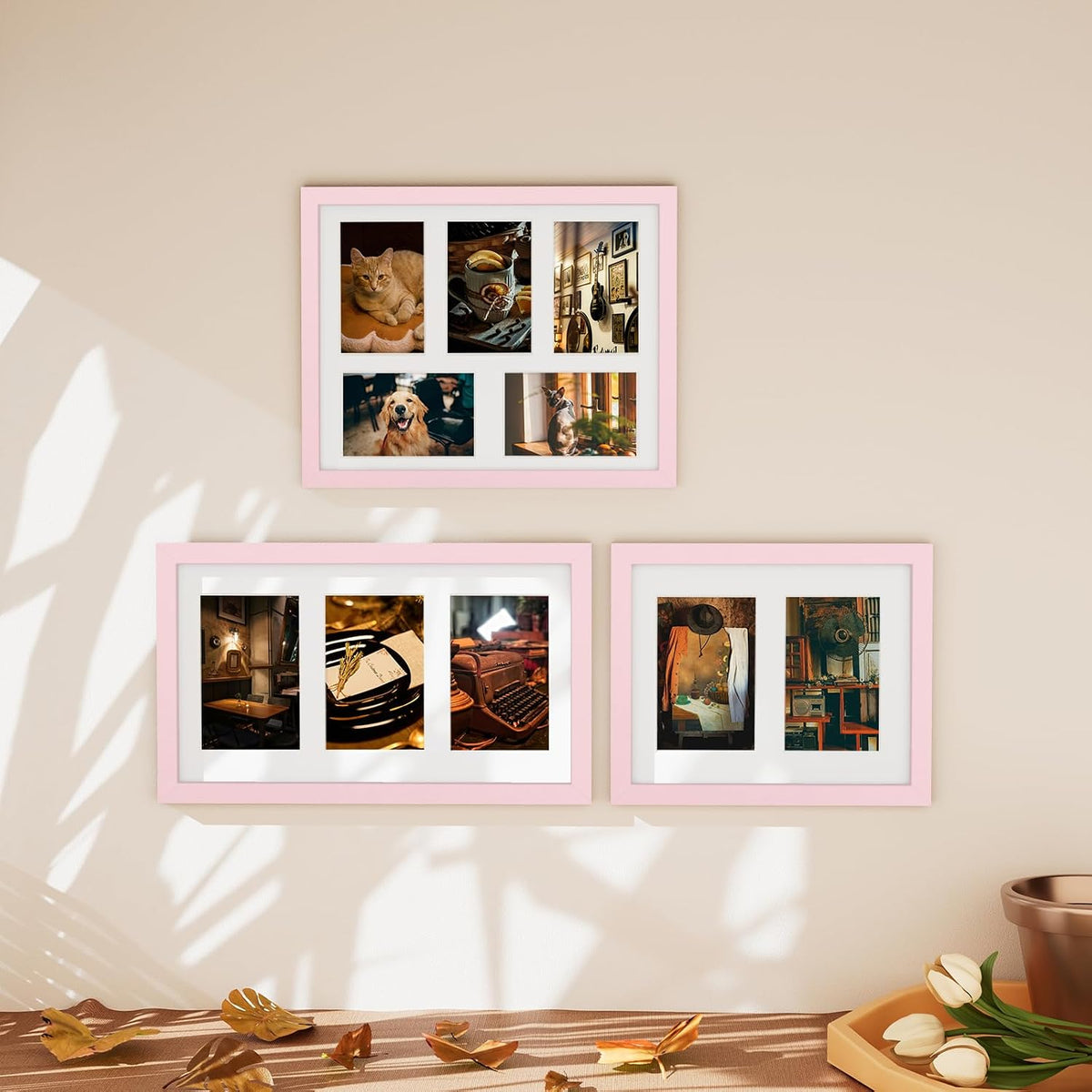 11x14 Collage Picture Frame for Wall Mounting, Pale Pink