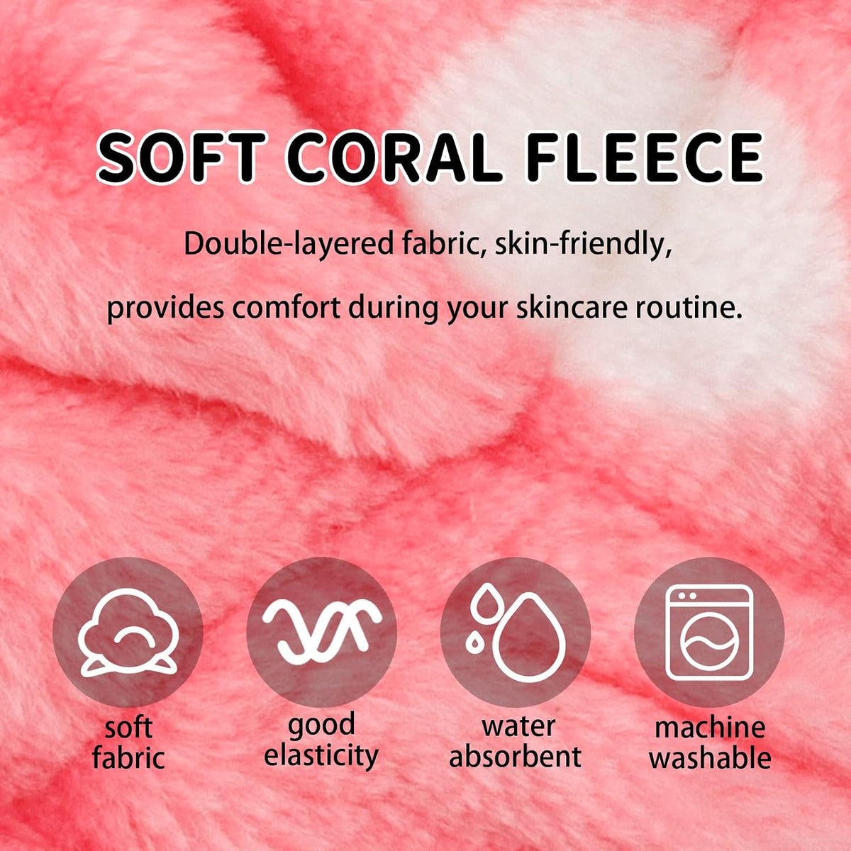 9 Pack Pink Microfiber Hairband for Washing Face, Makeup Headband Skincare Headbands with Cute Bow, Fluffy Face Wash Headband for Women