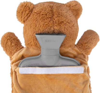 HomeTop Premium Classic Rubber Hot or Cold Water Bottle with Cute Stuffed Bear Cover