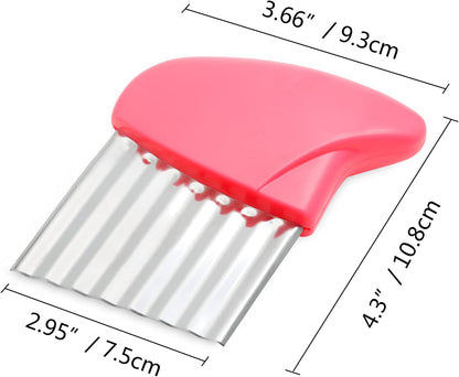 Stainless Steel Potato Crinkle Cutter Knife, Pink