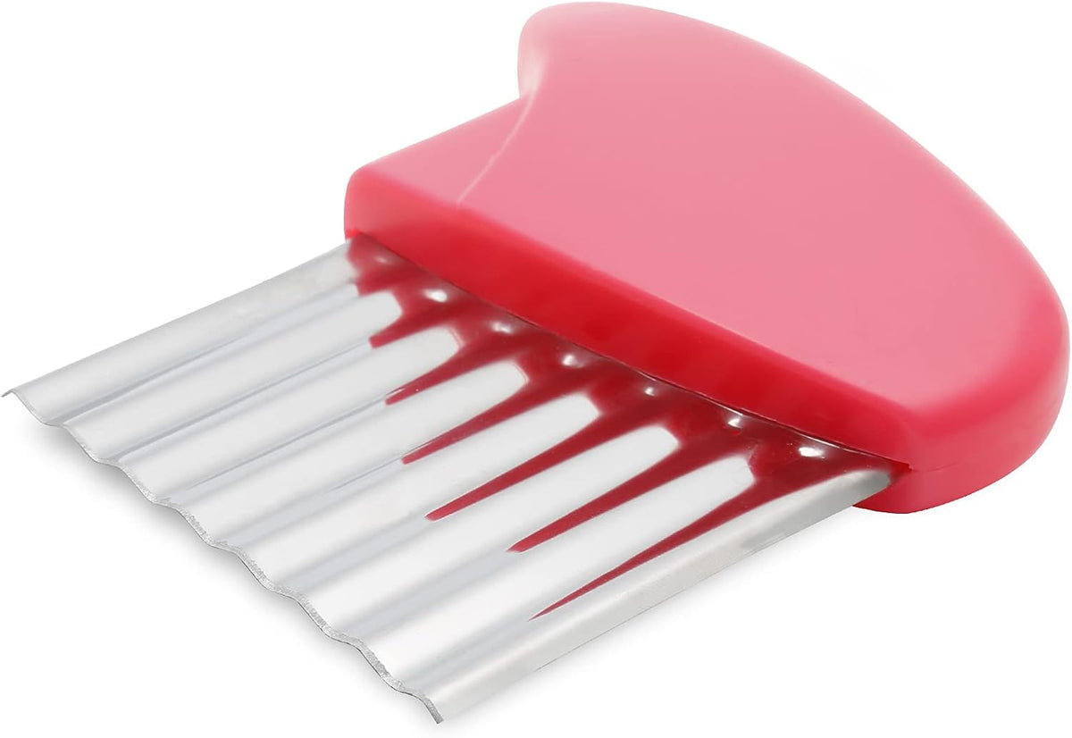 Stainless Steel Potato Crinkle Cutter Knife, Pink