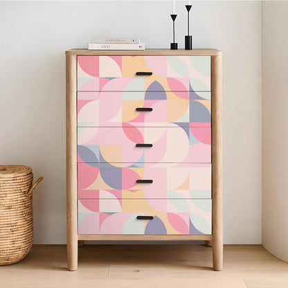 Soft Pink Geometric Wallpaper Peel and Stick Abstract Wallpaper Pink Geometric Contact Paper for Cabinets Shelves Walls 17.7''x118'' Removable Renter Friendly Art Deco Wallpaper for Bedroom
