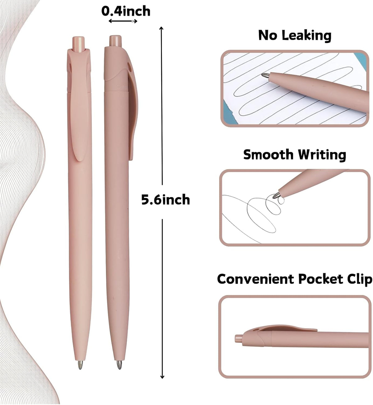 BallPoint Pens, 100 Pack (BLACK Ink),Bulk Pens,Pale Dogwood Pink Barrel,Click Pens for Office Home and School, Retractable Ballpoint Pens, Medium Point, 1.00MM (Pale Dogwood Pink)