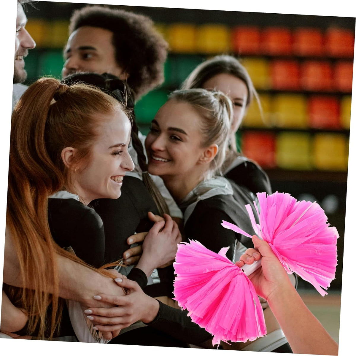 2pcs Cheerleader Pom Poms Handle Lightweight and Portable Performance Props for Team Sports Spirited Parties and Cheerleading Events Pink