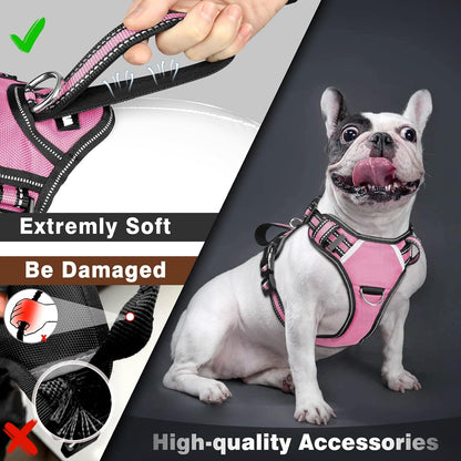 Service Dog Vest No Pull Dog Harness with 7 Dog Patches, Reflective Pet Harness with Durable Soft Padded Handle for Training Small, Medium, Large, and Extra-Large Dogs (X-Large, Pink)