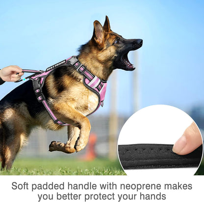 Service Dog Vest No Pull Dog Harness with 7 Dog Patches, Reflective Pet Harness with Durable Soft Padded Handle for Training Small, Medium, Large, and Extra-Large Dogs (X-Large, Pink)