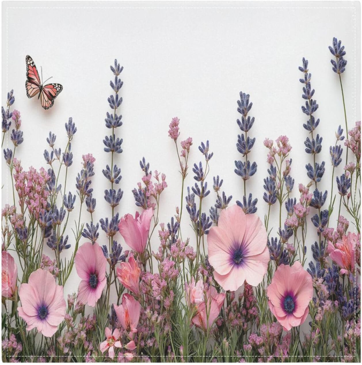 Blueangle Pink Wild Flowers Cloth Napkins, Set of 1,20x20 Inch Heavy Duty Fabric for Holiday Parties & Dinner Table Decor（11）