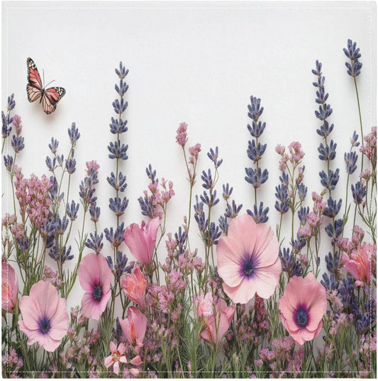Blueangle Pink Wild Flowers Cloth Napkins, Set of 1,20x20 Inch Heavy Duty Fabric for Holiday Parties & Dinner Table Decor（11）