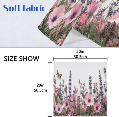 Blueangle Pink Wild Flowers Cloth Napkins, Set of 1,20x20 Inch Heavy Duty Fabric for Holiday Parties & Dinner Table Decor（11）