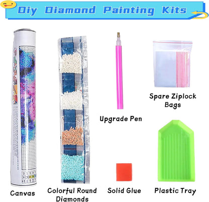 Pink Bookstore Diamond Painting Kits for Adults, 5D Diamond Art Painting by Numbers Kits, DIY Diamond Dots Art Kits, Full Round Drill Diamond Paintings for Adults for Home Wall Decor, 13.8x13.8 in